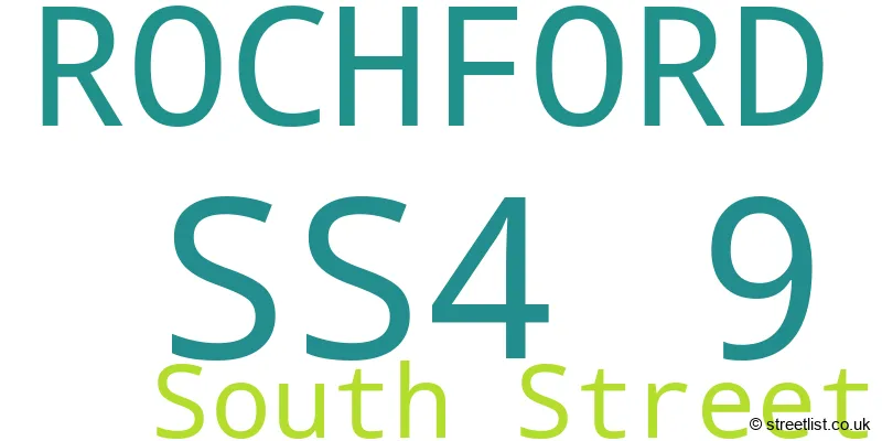 A word cloud for the SS4 9 postcode